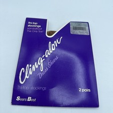 Vintage Sears Thi-Top Cling-Alon Dress Sheer Stockings 2 Pairs Sandstone Classic