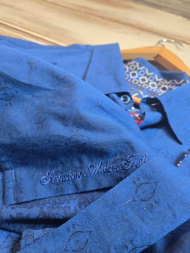Robert Graham Shirt Mens 3XL Blue Paisley Floral Flip Cuff Long Sleeve Button - Picture 6 of 9