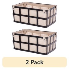 2 pack Mainstays Black Rectangle Metal Storage Basket with Removable Liner