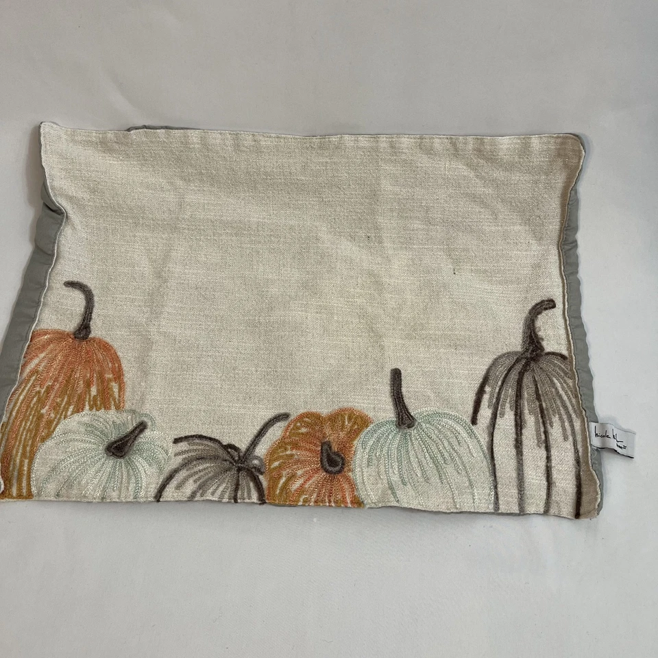 Nicole Miller Embroidered Pumpkin Pillow Cover Fall 18x18 - Image 2 of 4