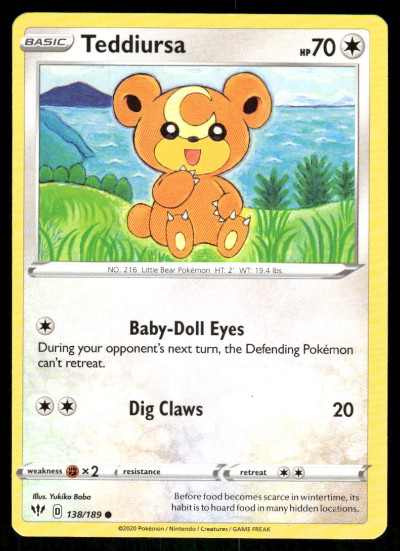 Teddiursa 138/189 - Darkness Ablaze - Common NM