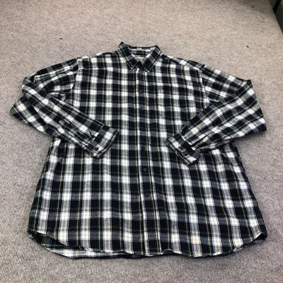 L.L. Bean Shirt Mens XLT Blue Plaid Flannel Long Sleeve Button Up Pockets