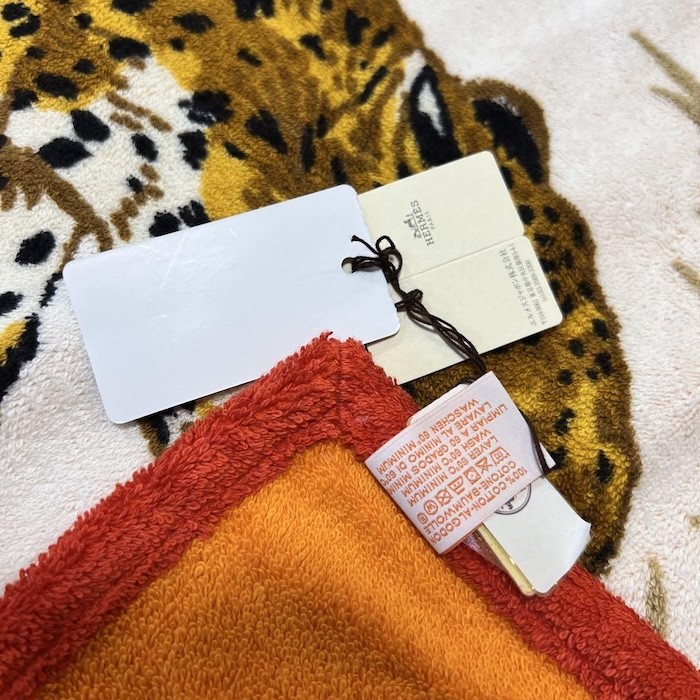 Hermes Beach Bath Towel Leopard Animal Red Cotton Floor Bath Mat