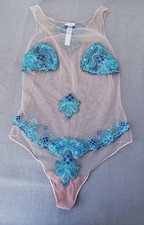 La Perla Lace Mesh Top Sheer Floral Made In Italy Body Swim Suit