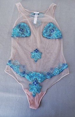 La Perla Lace Mesh Top Sheer Floral Made In Italy Body Swim Suit