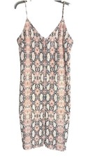 One Clothing Women’s Sleeveless Button Up Shift Dress Medium Snakeskin Print