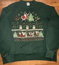 Vintage Women  s Size Large Jerzees Crew Neck Christmas Sweatshirt