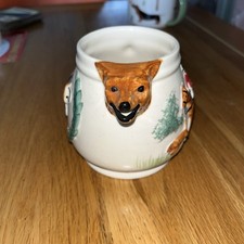 Potters Bar Pirelli Vintage Glass Water Jug Fox Hunting Scene Pitcher