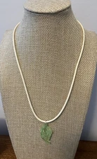 Glow In The Dark Leaf Pendant Necklace, White Cord 18”