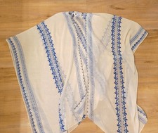 OS Lauren Conrad Blue White Floral Cover Up Kimono Duster Sheer Beachy Coastal