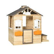 Wooden Kids Indoor, Outdoor Wood Playhouse with Working Door, Windows, Bench,...
