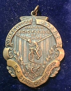 1925 AMATURE  BICYCLE LEAGUE Cycling Bronze Medal   Nj
