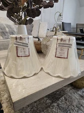Royal Designs Clip On Scalloped Bell Lamp Shade Eggshell Fabric Set of 2