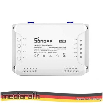 SONOFF 4CH R3 Kanäle WiFi Tasmota 15 Alexa kompatibel iobroker  NEU