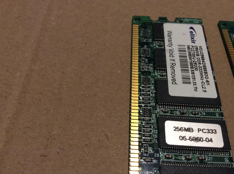 2 Elixir 256MB DDR1 RAM PC2100U 266 MHz CL2.5 M2U25664DS88B3G-6K Memory Modules - Image 4 of 4