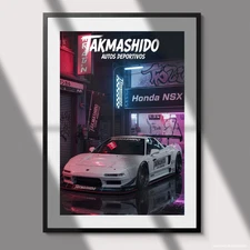 Honda NSX JDM Car Poster Cyberpunk Neon Street Race Japan Wall Art
