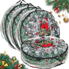 6 Pcs 36Inch Large Christmas Wreath Storage Bag Clear Wreath Storage Container..