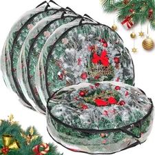 6 Pcs 36Inch Large Christmas Wreath Storage Bag Clear Wreath Storage Container..