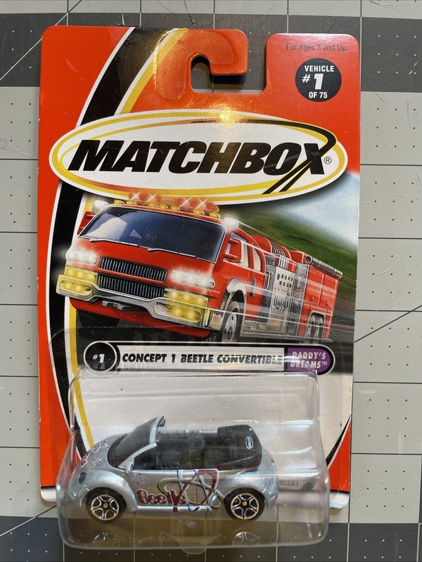 Matchbox Mattel Wheels Daddy’s Dreams #1 Beetle Convertible Silver 1:64
