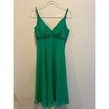 Emerald Green V-Neck Braided Empire Waist Chiffon Midi Dress Green Strappy