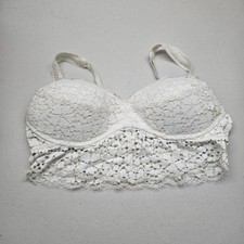 Victoria's Secret PINK Women Bra Large White Lace Bralette Wireless Pullover
