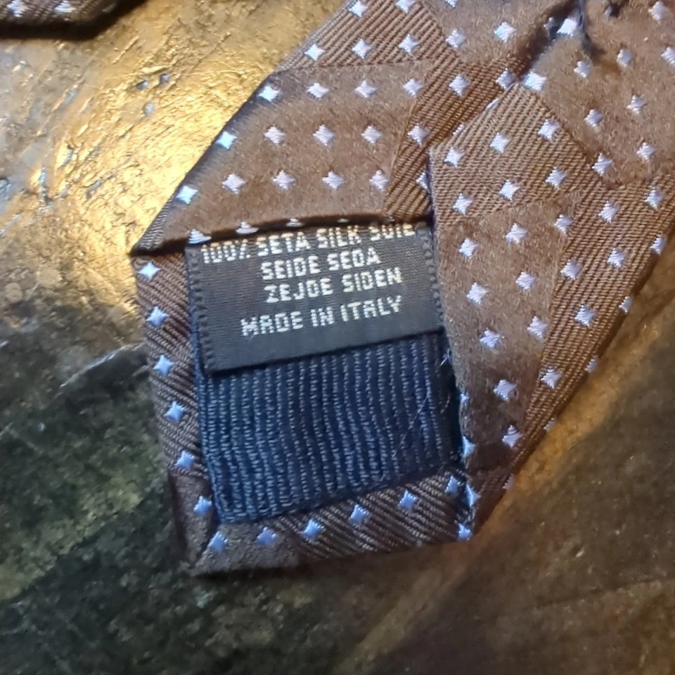 "Corbata de seda tejida Dolce&Gabbana marrón azul micro cuadrados 57x3,75""" Foto 4 de 4