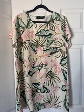 Mink Pink Tropical Print Short Sleeve Mini/Shift Dress, XL
