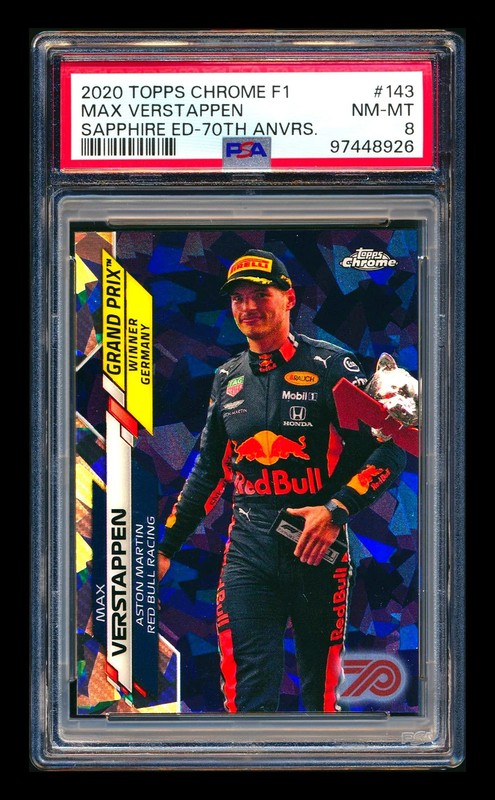 2020 Topps Chrome Sapphire F1 #143 Max Verstappen RC 70th Refractor #47/70 PSA 8