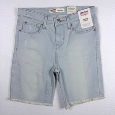 Signature Levi Strauss Girls Light Wash Bermuda Short Size 12 New NWT Distressed