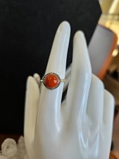 Natural Agate Round Shape Ring Sterling Silver Gift New