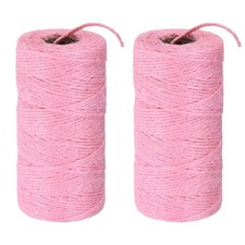 2-Pack Natural Jute Twine String, 2mm x 328ft/100m Garden Twine Pink 