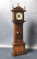 Vintage Derverlea M.I.G. Miniature Mechanical Grandfather Clock Wood Case 16.5"