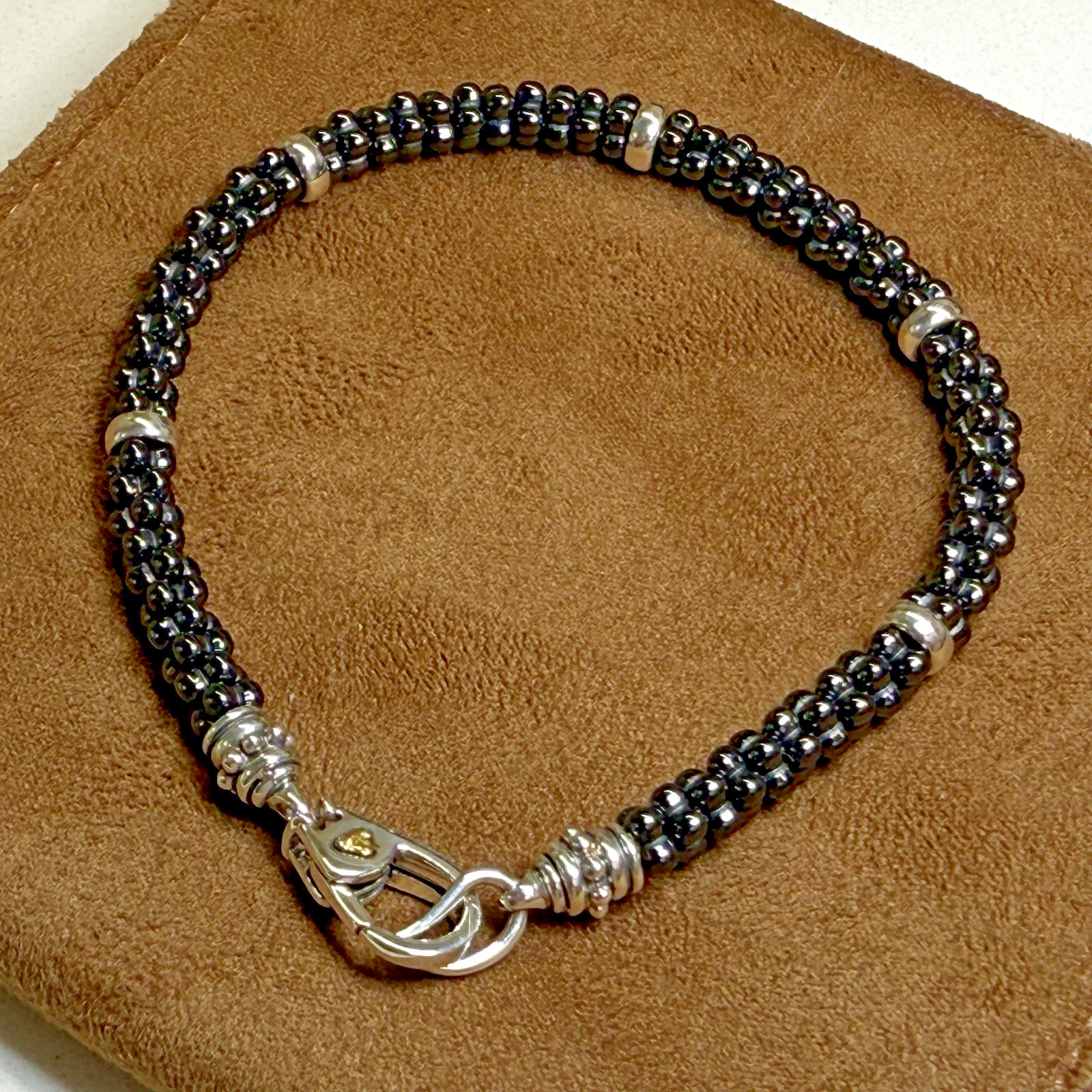LAGOS Sterling Silver and 18K Gold Black Caviar Ceramic Bracelet