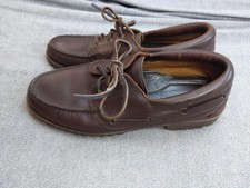 Vintage Lands End Shoes Mens Size 9.5 Brown Leather Oxford Moc Toe Lug Sole 80s