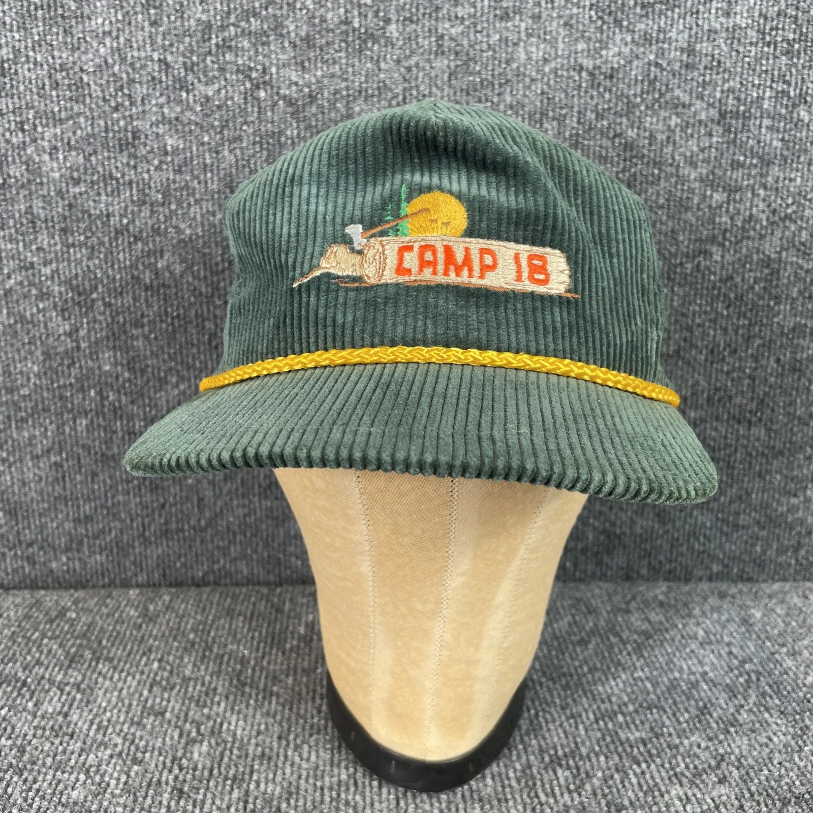 Vintage Oregon CAMP 18 Corduroy Strapback Hat Logging History