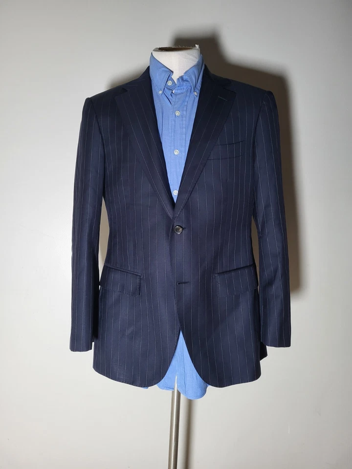 SUITSUPPLY Lana Azul Marino Pin Rayas VBC Lana Blazer Chaqueta Deportiva Abrigo 48 38R Foto 2 de 4