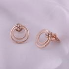 Spectrum Round Lab Grown Diamond Double Circle Dangle Earrings Silver Rose Gold — photo 6