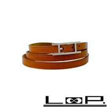 Hermes MOC Api 3 Bracelet Wristband Accessory Leather Brown □H Used LOOP-0