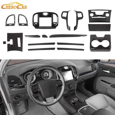 17X Carbon Fiber Interior Dash Cover Trims Overlay Kit for Chrysler 300 2011-14