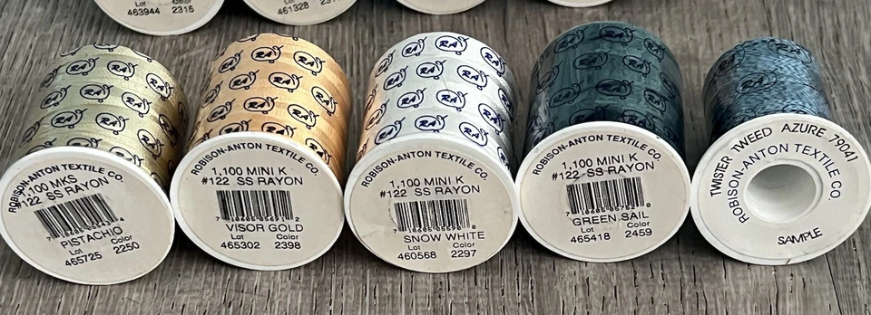 Robison Anton Rayon Embroidery Thread Spools Mini K Lot 10 New Gold Snow White - Image 3 of 3