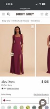 Birdy Grey Alex Dress Chiffon Berry Sleeveless Bridesmaid Regular Size