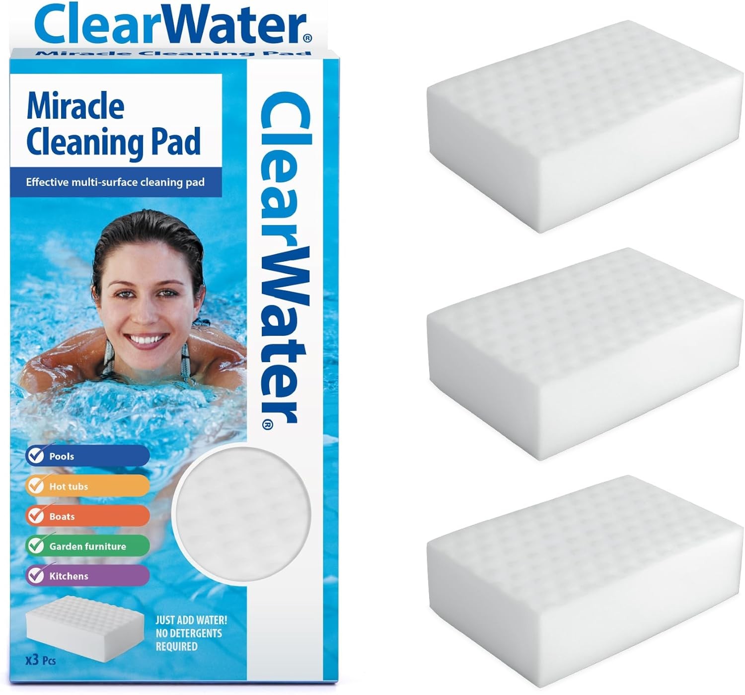 Clearwater Miracle Pad Pool and Spa Cleaning Sponge - Pack of 3