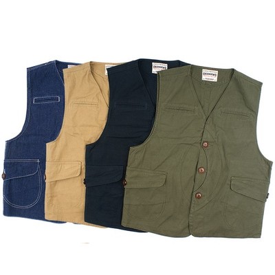 Retro Herren Canvas Multi Pocket Hunting Vest Outdoor Waistcoat Casual Westen