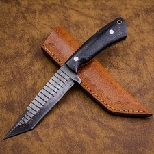 Handmade Steel Tanto Knife Fixed Blade Custom Outdoor Gift Anniversary EDC