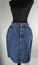 Lee 80s Blue Jean Pencil Skirt VTG High Waist Denim Acid Wash Pockets Sz 11