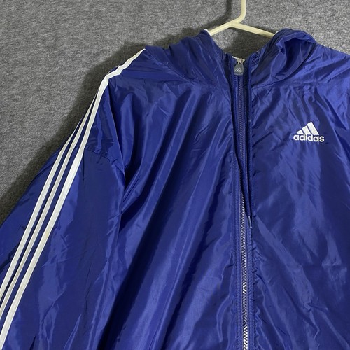 Vintage Adidas Jacket Mens 2XL Blue Nylon 90s Puffer Athletic Logo Fleece Lined - Picture 10 of 18