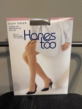 Vintage Hanes Too Silky Sheer Pantyhose Control Top Barely There Size CD NIP