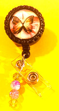 Insect Butterfly 26 Id badge holder retractable alligator clip