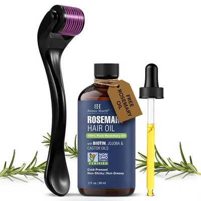  Derma Roller for hair growth with Rosemary Hair Oil (2oz) | Microneedling 
