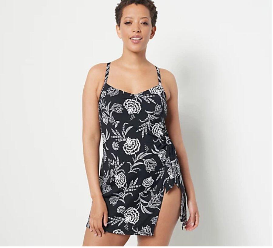 lands end swim dress Lands' End Women's Textured Shirred Swim Dress